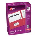 Avery Dennison Two-Pocket File Folder, Red, PK25 47989